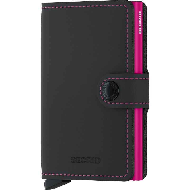 Kožené pouzdro na karty SECRID Miniwallet Matte Black & Fuchsia