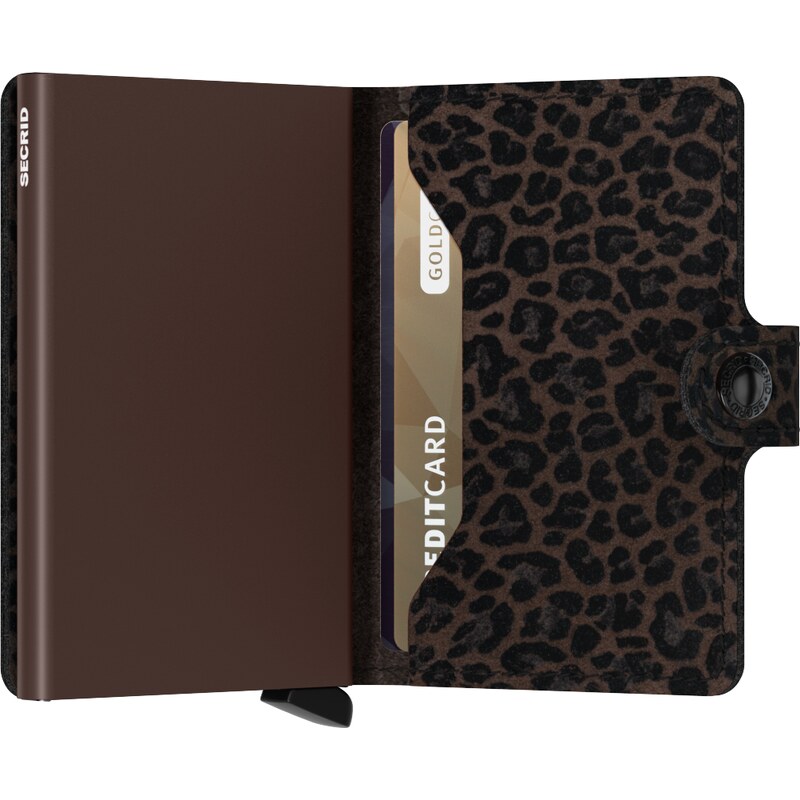 Kožená peněženka SECRID Miniwallet Leo Brown hnědá s leopardím vzorem