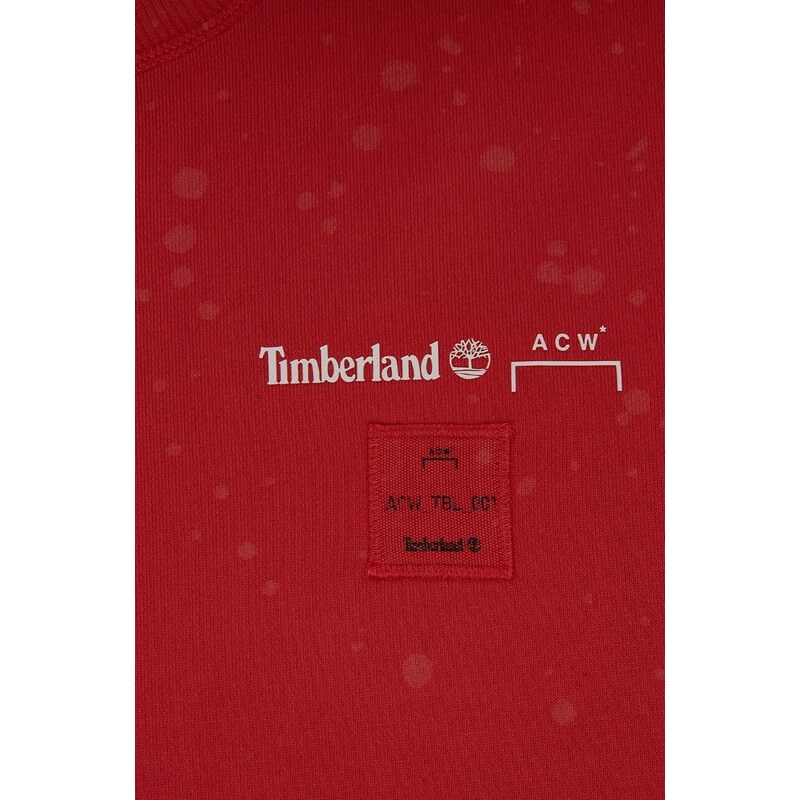 Bavlněná mikina A-COLD-WALL* x Timberland pánská, červená barva, vzorovaná, A6PGW852-VOLTRED