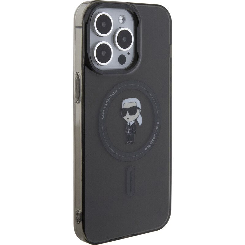 Ochranný kryt na iPhone 15 Pro MAX - Karl Lagerfeld, IML Ikonik MagSafe Black