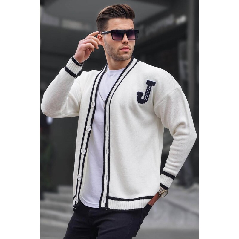 Madmext Bone Color Men's Knitwear Cardigan 6314