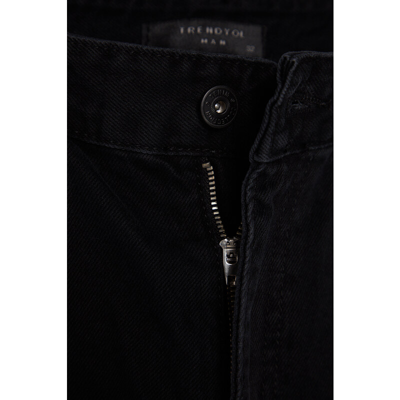 Trendyol Black Wide Fit Cargo Pocket Jeans Loose Denim Trousers