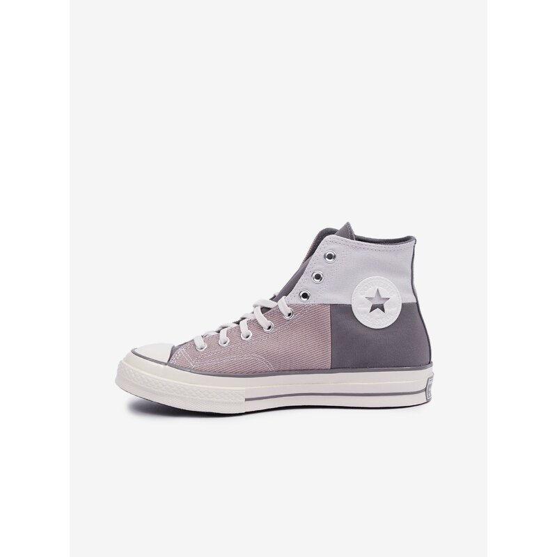 Růžovo-šedé pánské kotníkové tenisky Converse Chuck 70 Crafted Patchwo - Pánské