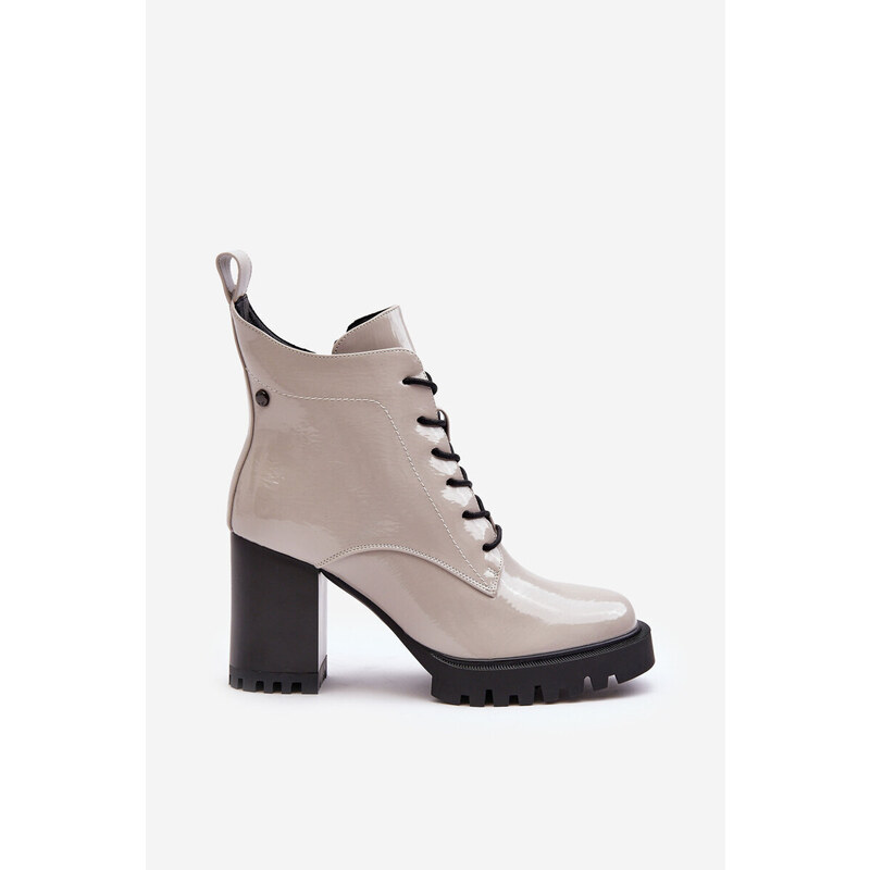 Kesi Patentované zateplené boty na vysokém podpatku, světle šedé S.Barski