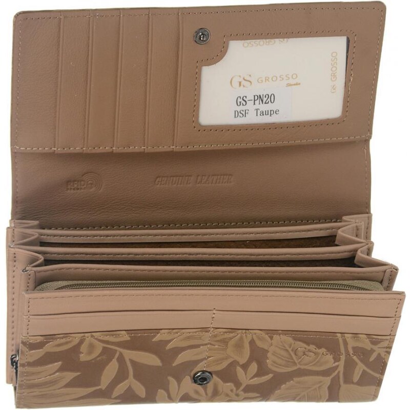 Barebag GROSSO Kožená matná dámská peněženka RFID hnědá v dárkové krabičce