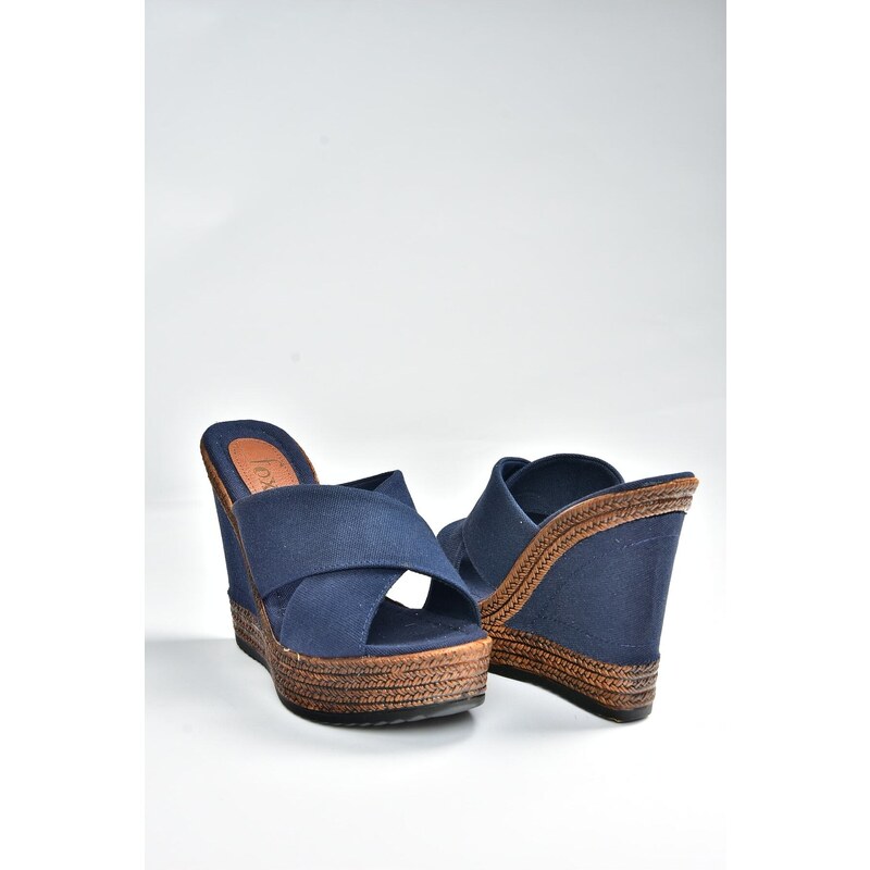 Fox Shoes Navy Blue Women's Slippers