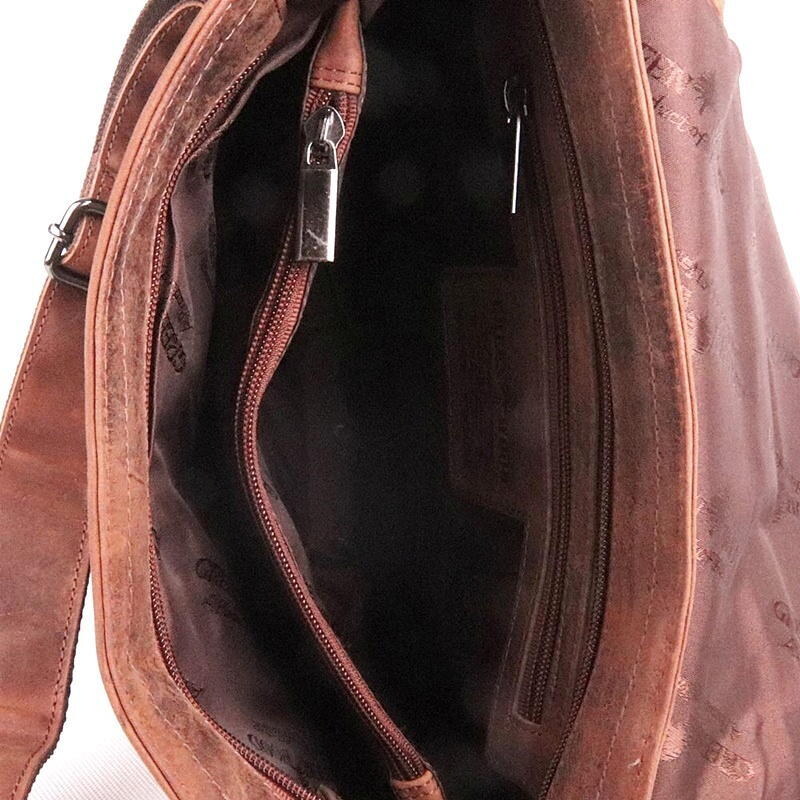 Střední/velká pánská kožená crossbody taška GreenWood no. 836 hnědá