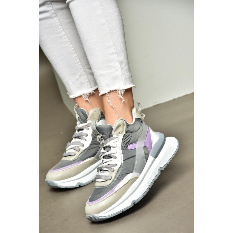 Fox Shoes R973116004 Grey/Lilac Thick Soled Sneakers Sneakers