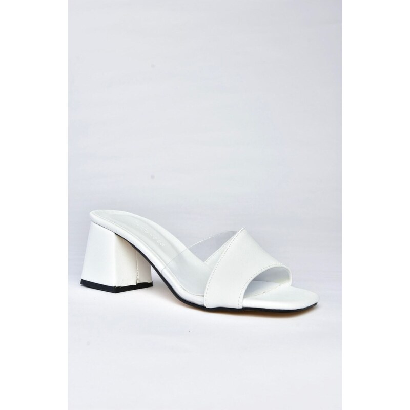 Fox Shoes Women's White Heeled Slippers