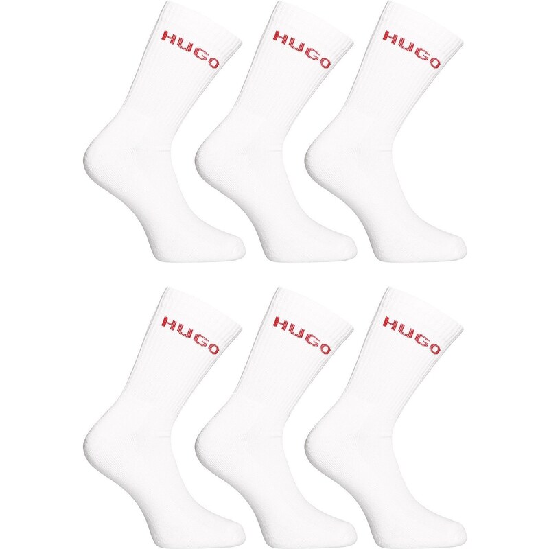 6PACK ponožky Hugo Boss vysoké bílé