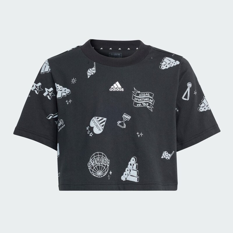 Adidas Tričko Brand Love Allover Print Crop Kids
