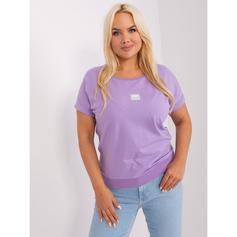 Fashionhunters Fialová halenka plus size s kamínky