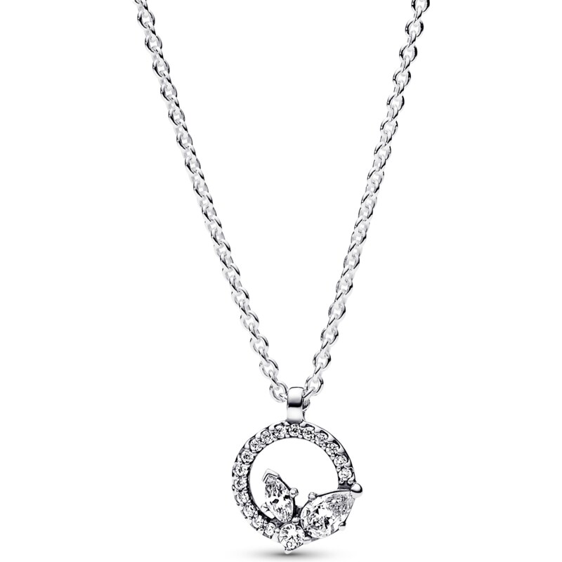 PANDORA náhrdelník s náhrdelníkovým přívěskem Třpytivý herbářový kruh a shluk