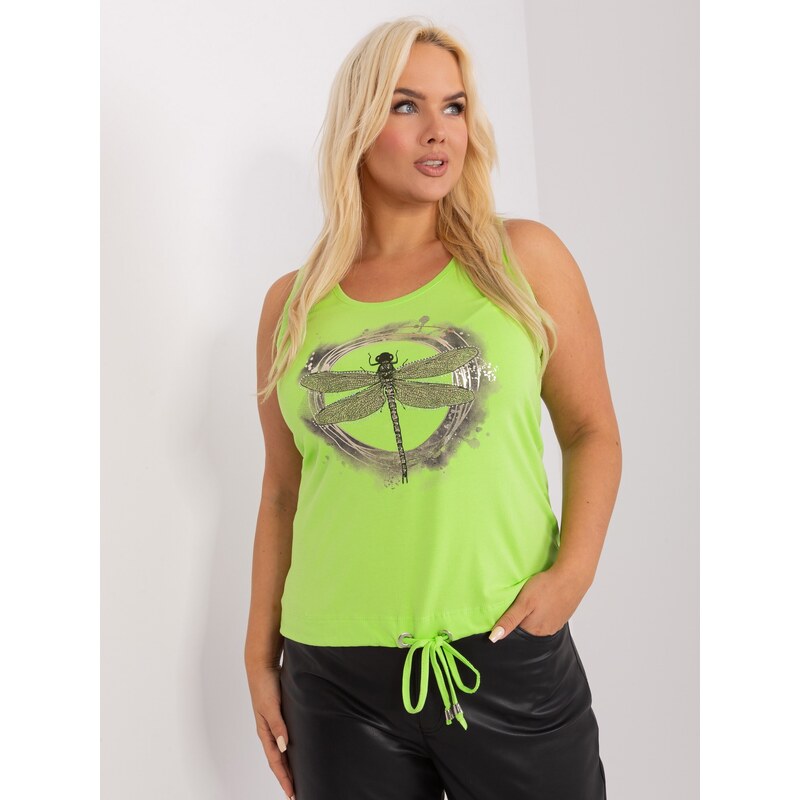Fashionhunters Světle zelený dámský bavlněný top větší velikosti