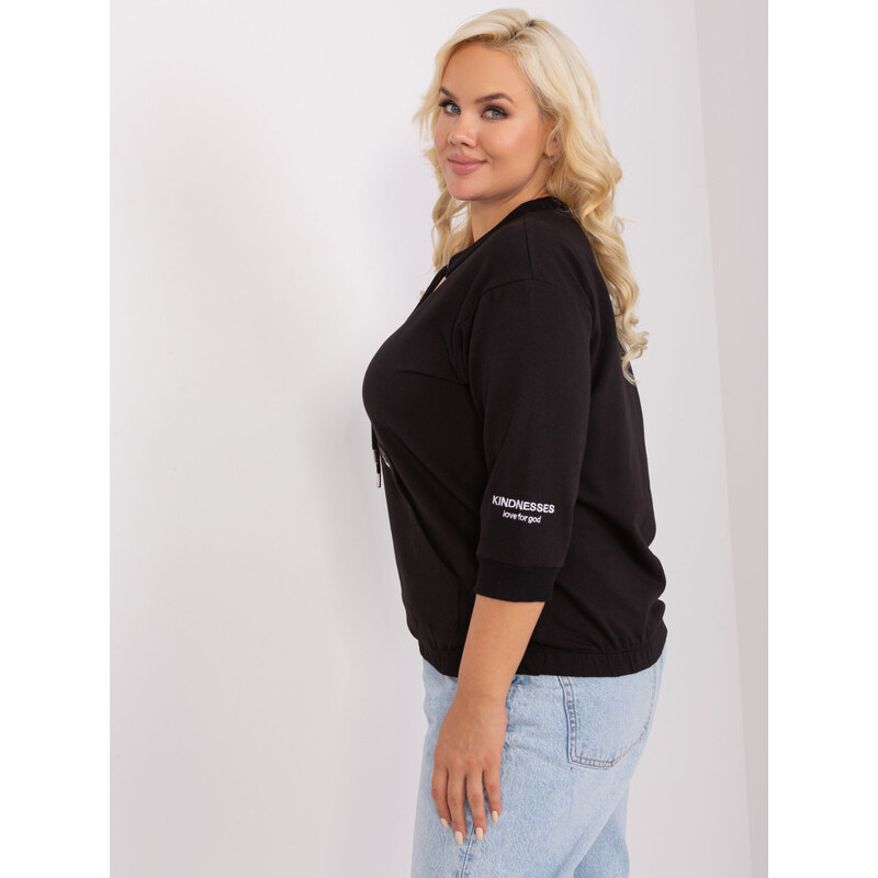 Fashionhunters Černá volná halenka plus size velikosti