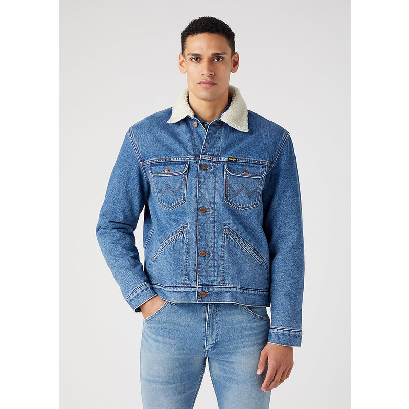 Pánská zateplená džínová bunda Wrangler W4MS73405 124MJ SHERPA WRANCH