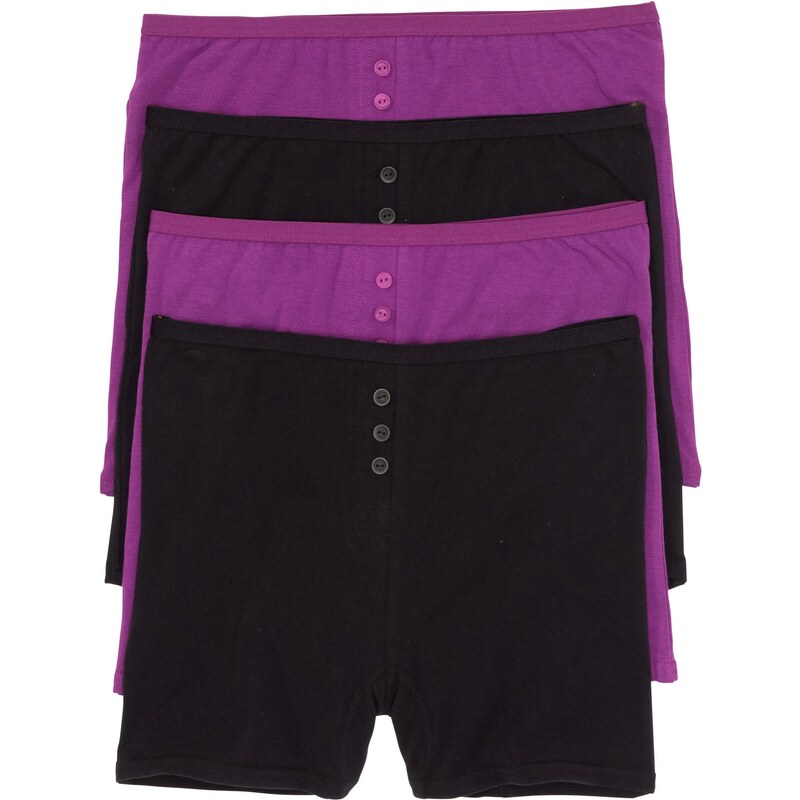 bonprix Vysoké boxerky s měkkou bavlnou (4 ks v balení) černá Žena 43156374
