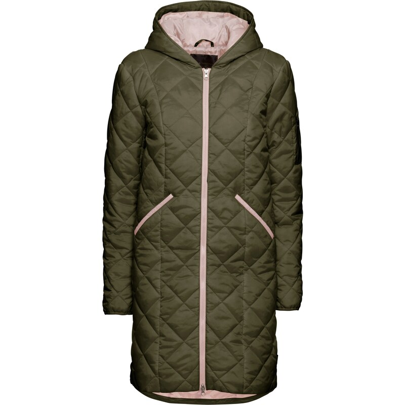 bonprix Prošívaný kabát, dvoubarevný Zelená