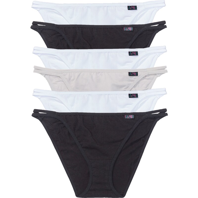 bonprix Tanga kalhotky (6 ks v balení) černá Žena 42313861
