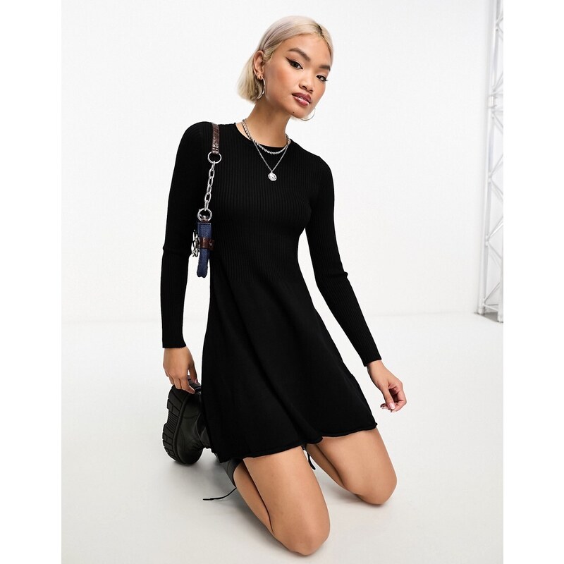 ONLY mini knitted skater dress in black 89662113