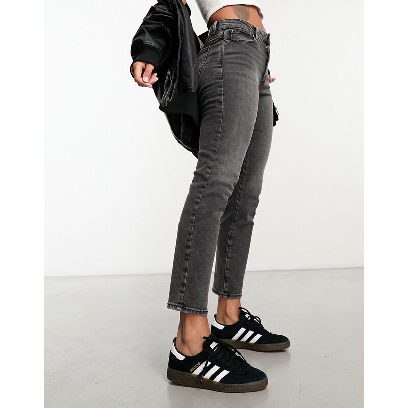 ONLY Emily high waisted straight leg jeans in washed grey