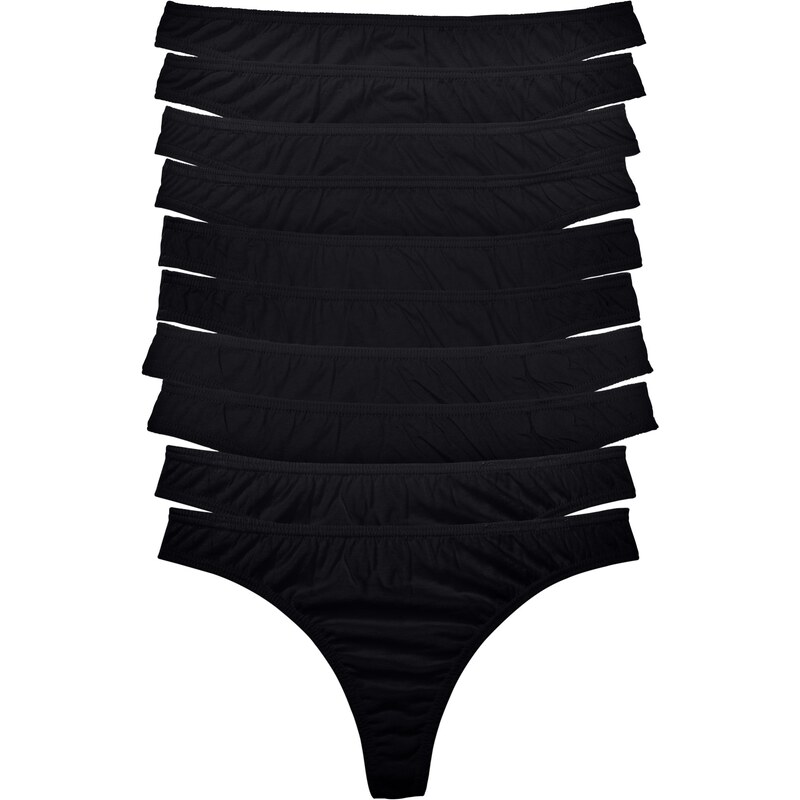 bonprix Kalhotky tanga (10 ks v balení) černá Žena 42312696