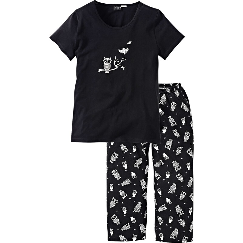 bonprix Capri pyžamo s krátkými rukávy černá Žena 113660930