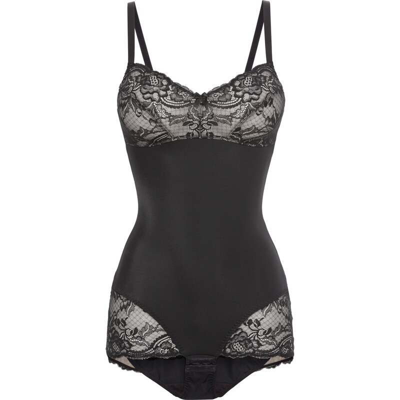 bonprix Zdobené stahovací body, střední tvarující efekt černá Žena 26213064