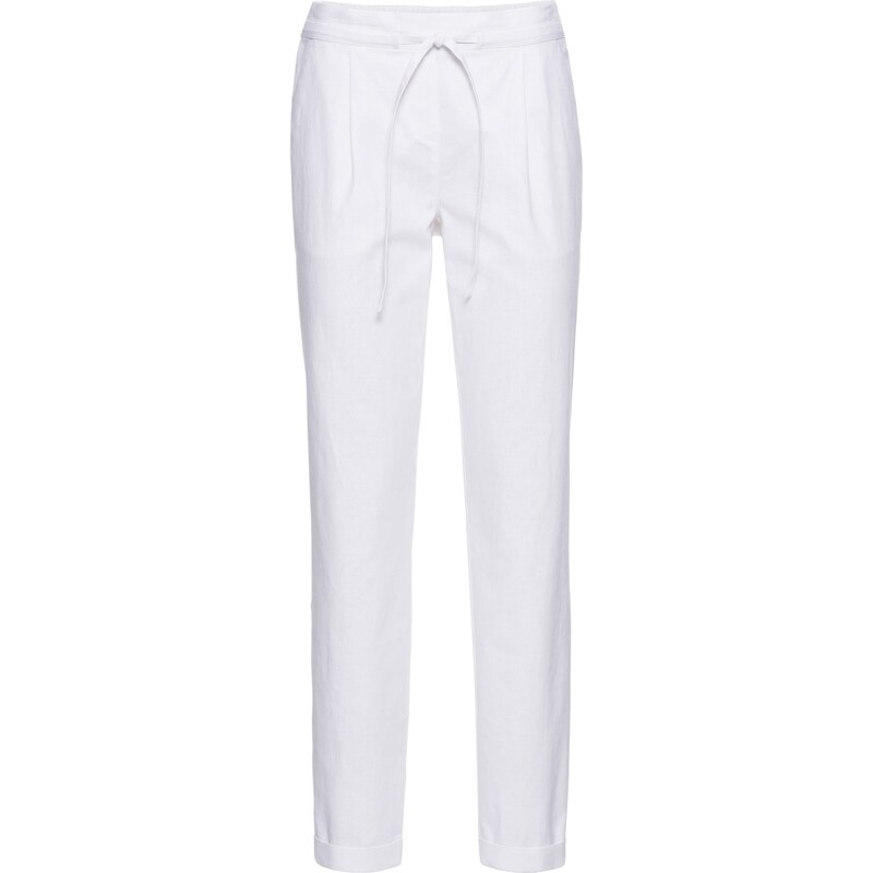 bonprix Lněné kalhoty Bílá
