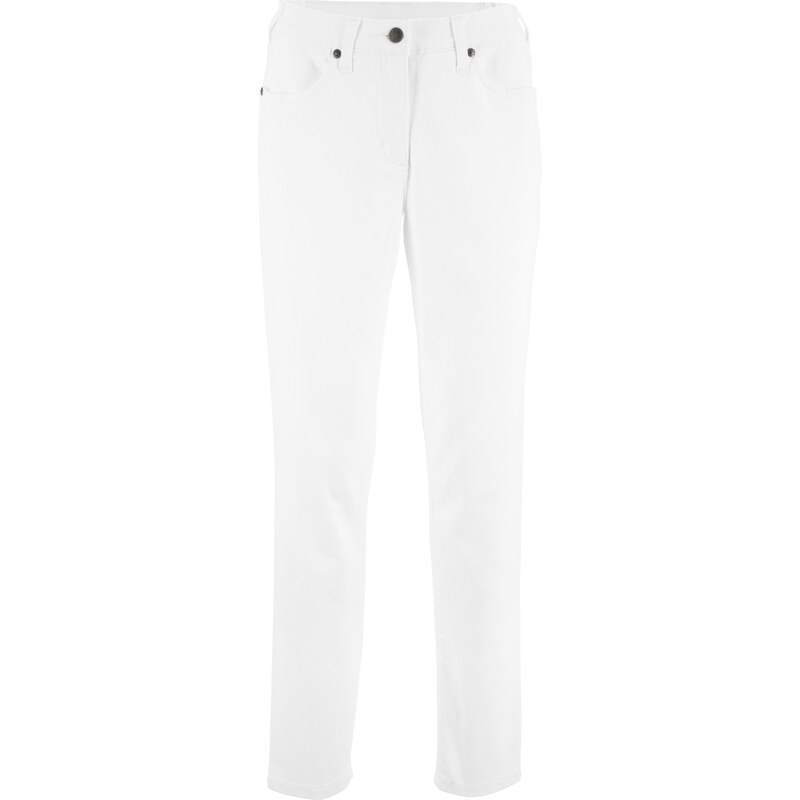 bonprix Pohodlné kalhoty s komfortní pasovkou, Straight Bílá