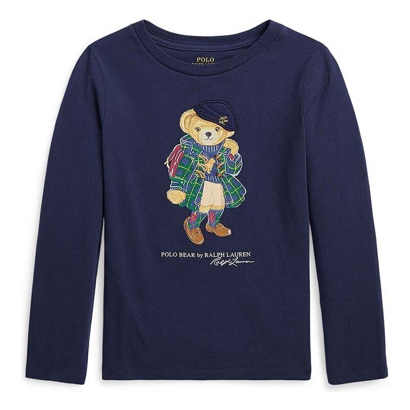 Dětské tričko s dlouhým rukávem Polo Ralph Lauren tmavomodrá barva