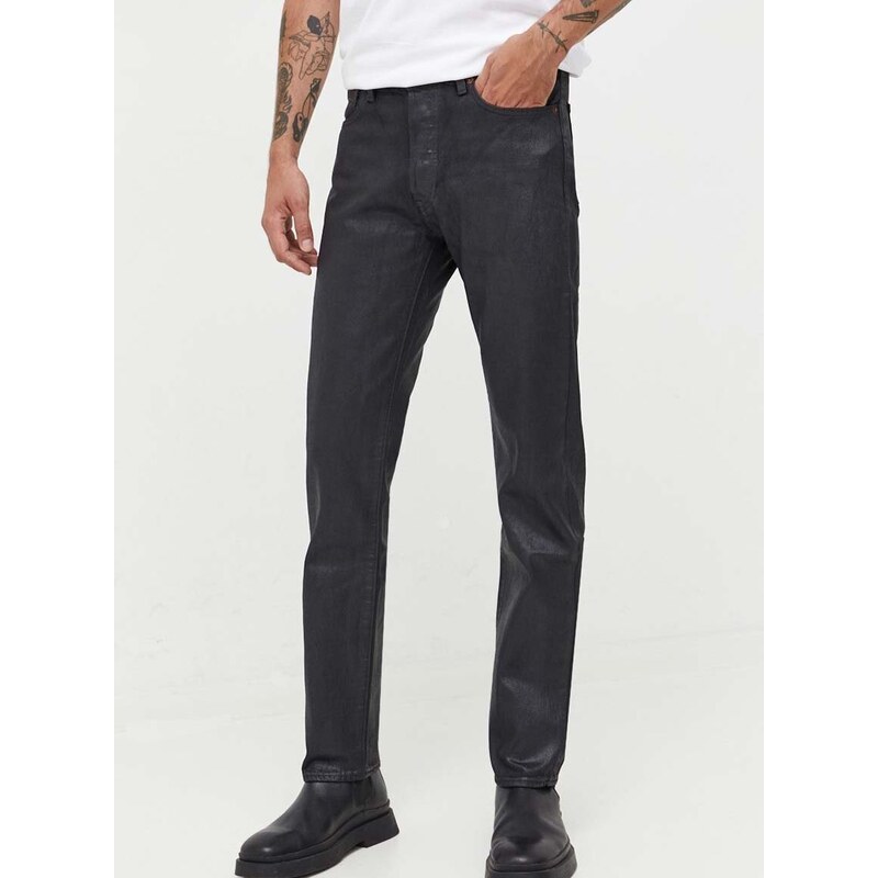 Bavlněné kalhoty Levi's 501 54 černá barva, přiléhavé
