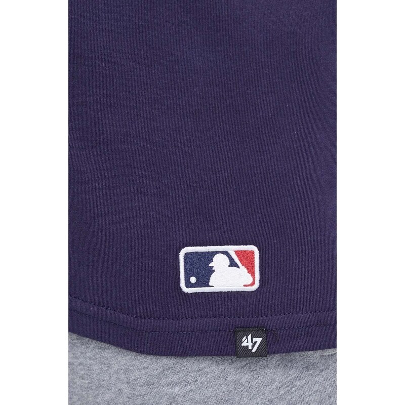 Bavlněné tričko 47brand MLB Los Angeles Dodgers tmavomodrá barva