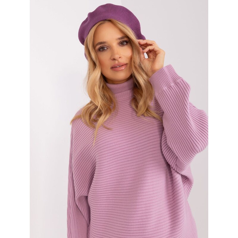 Wool Fashion Italia Baret s kašmírem fialový