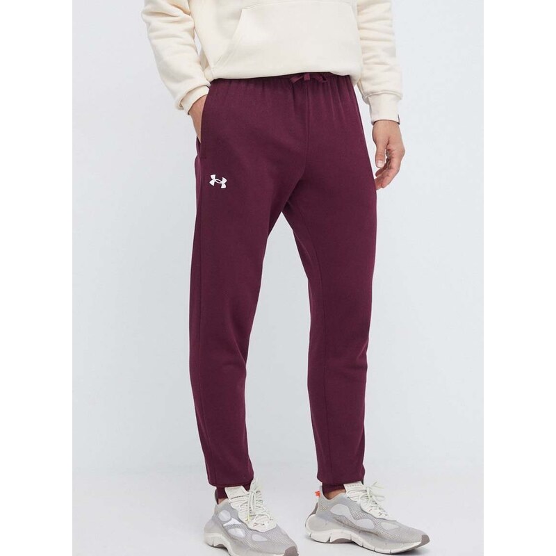 Tepláky Under Armour vínová barva, hladké, 1379774