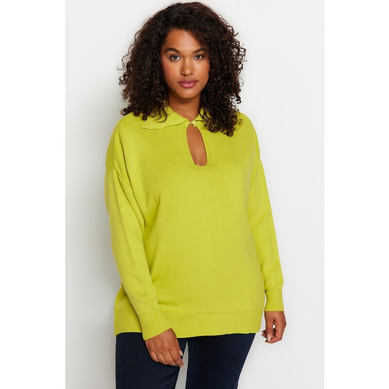 Trendyol Curve Green Front Detailní pletený svetr 107064583