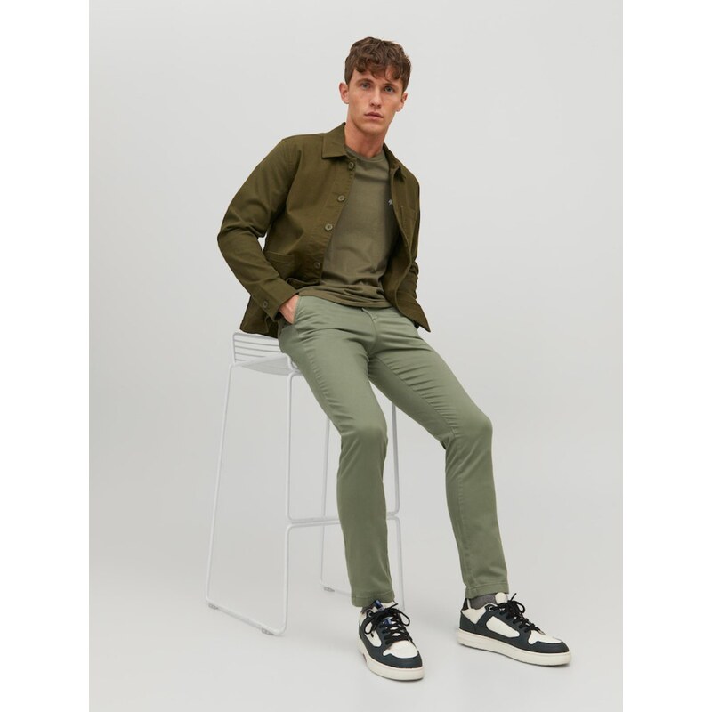 Zelené pánské chino kalhoty Jack & Jones Marco - Pánské