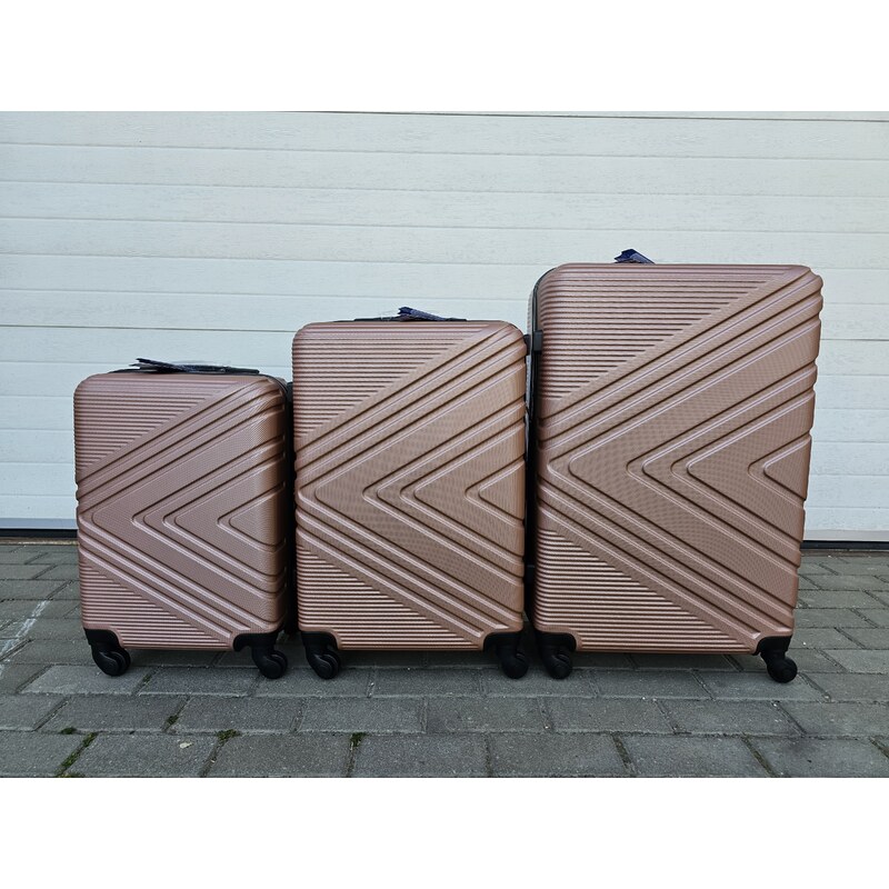 sada skořepinových cestovních kufrů 3 - rose gold II.