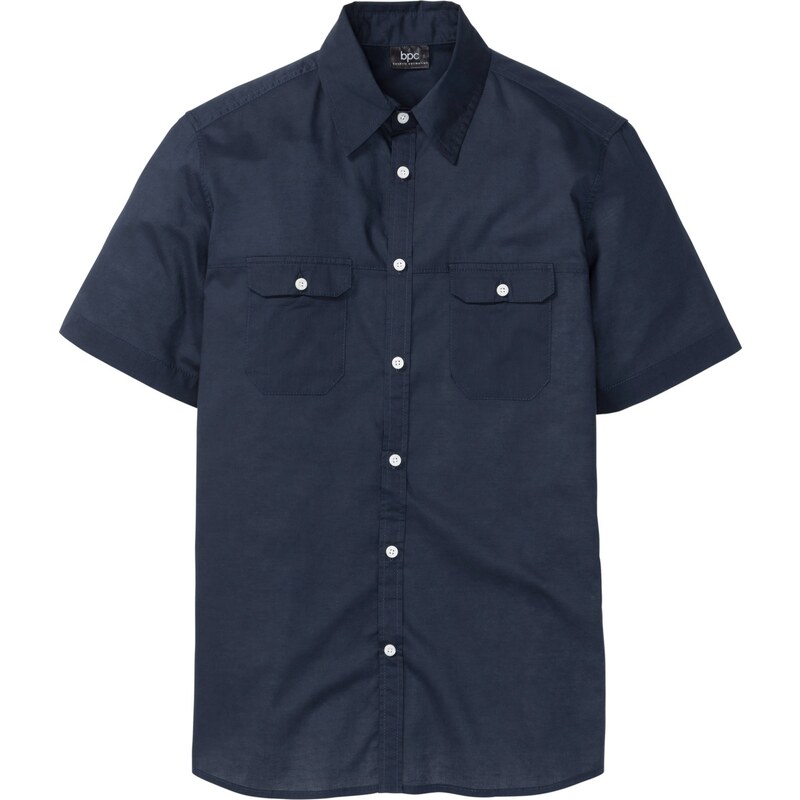 bonprix Lehká košile s krátkým rukávem Modrá