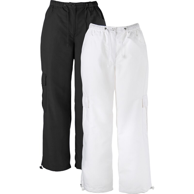 bonprix 7/8 kalhoty s pohodlnou pasovkou (2 ks v balení) Černá