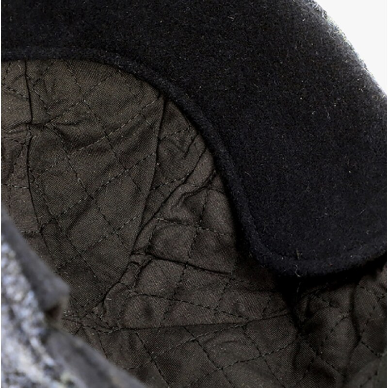 Kšiltovka šedá zimní patchwork vlněná (ušní klapky) - Fiebig