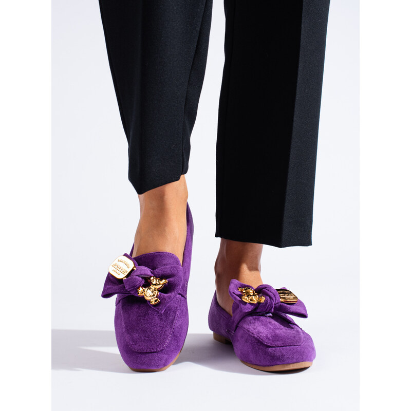 Purple suede loafers for women Shelvt