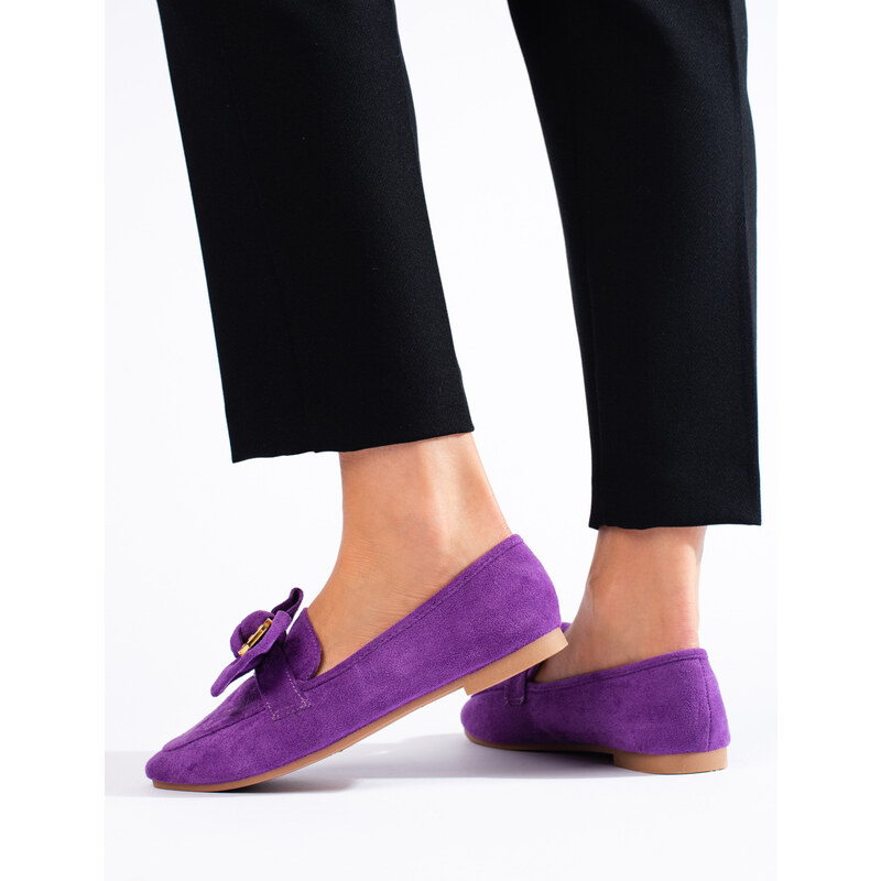 Purple suede loafers for women Shelvt