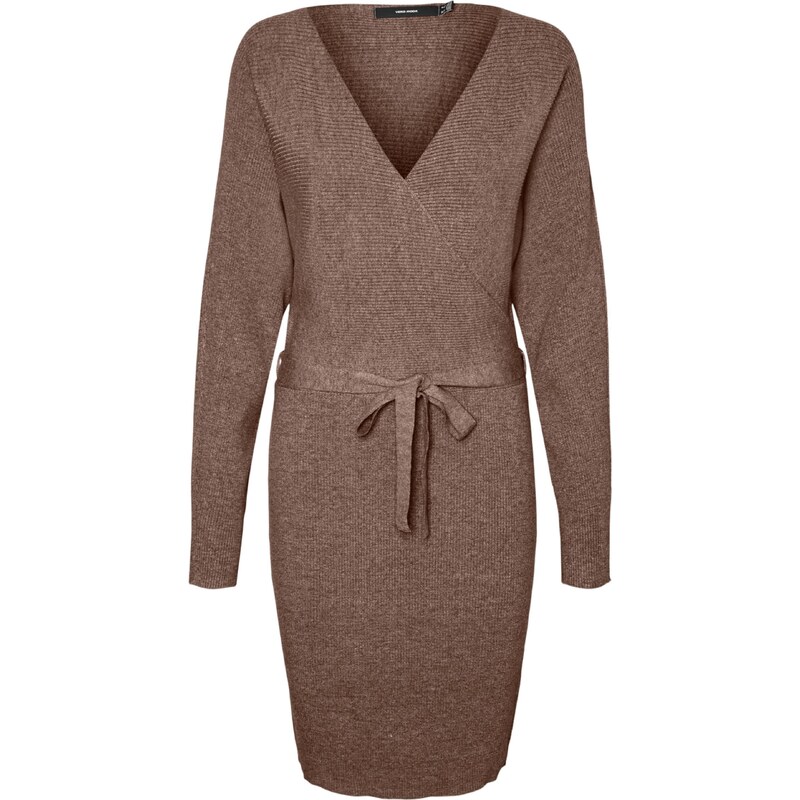 VERO MODA Úpletové šaty hnědý melír