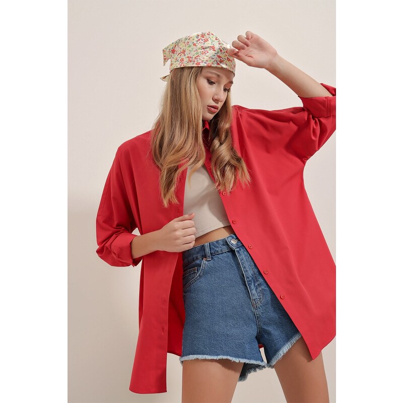 Bigdart 3900 Oversize Basic Long Shirt - Red