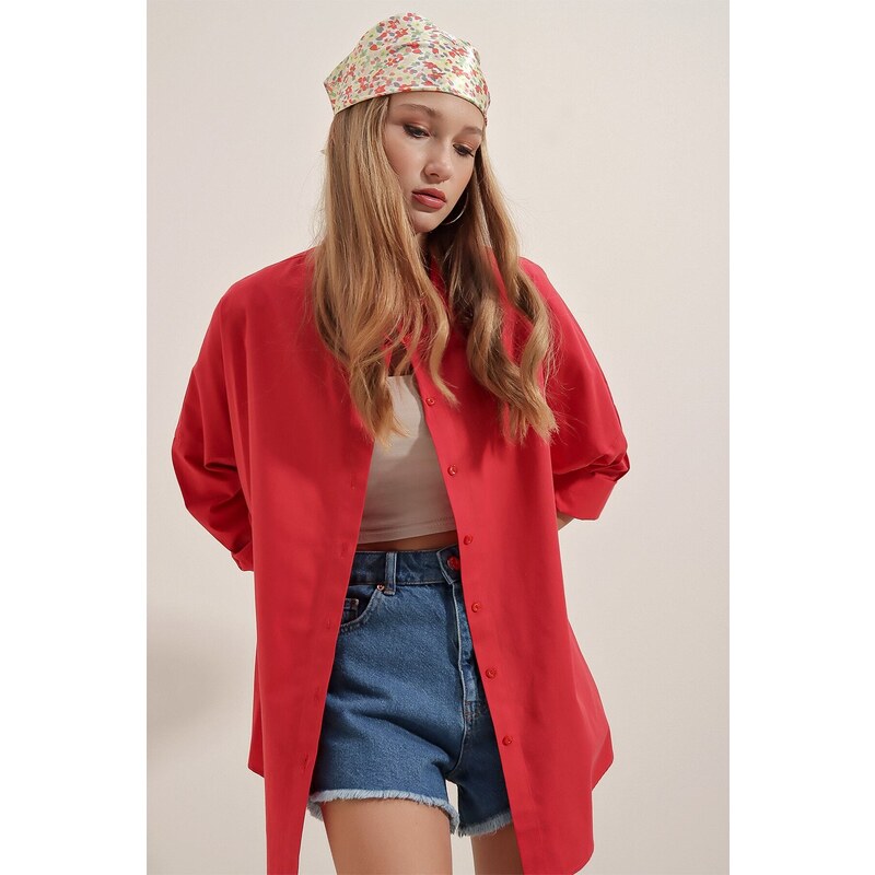 Bigdart 3900 Oversize Basic Long Shirt - Red