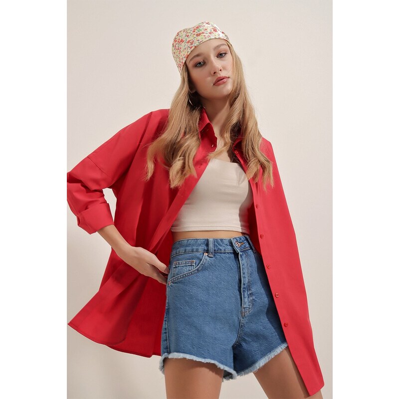 Bigdart 3900 Oversize Basic Long Shirt - Red