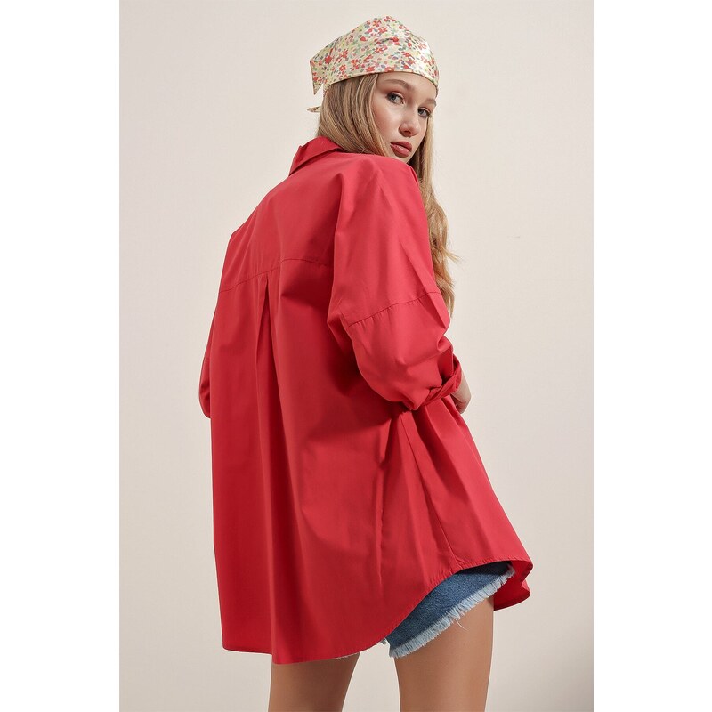 Bigdart 3900 Oversize Basic Long Shirt - Red