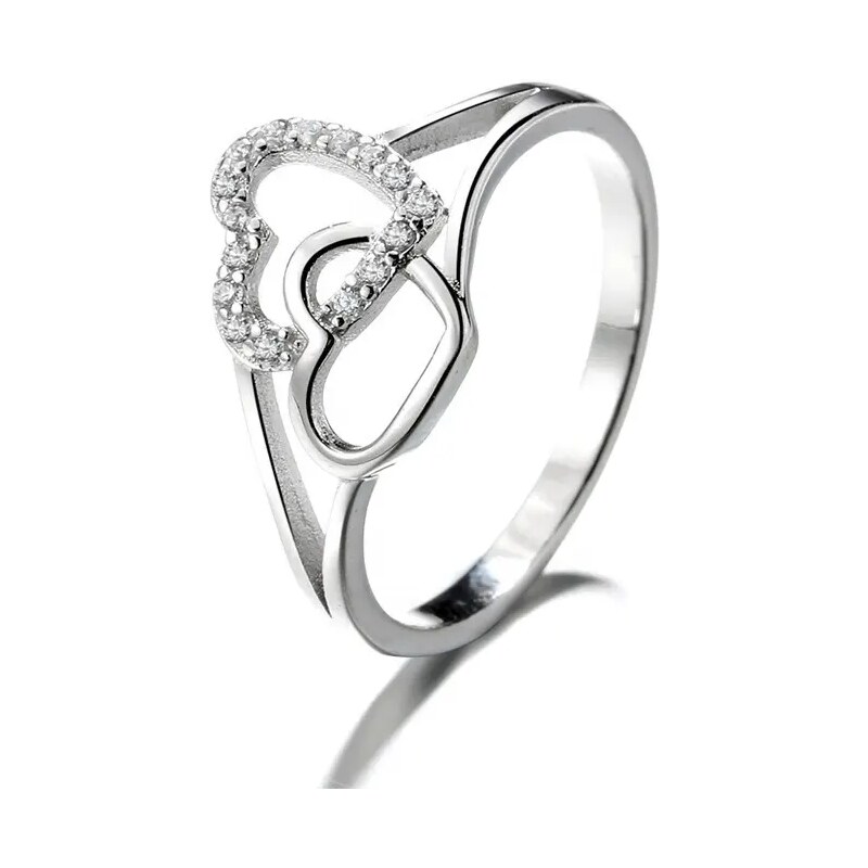 MAJYA Stříbrný prsten propletená srdce ANGELA 10041/6