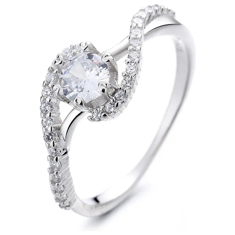 MAJYA Stříbrný prsten zvlněný s kamínkem SARA 10046/6
